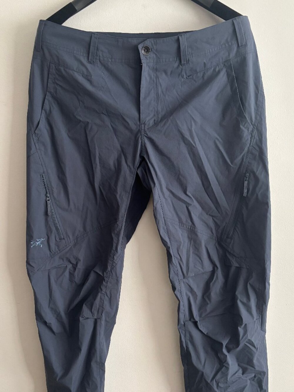 $250 Arc'teryx Lightweight Blue-Grey Cotton Nylon Hiking/Trekking Pants - 38x35